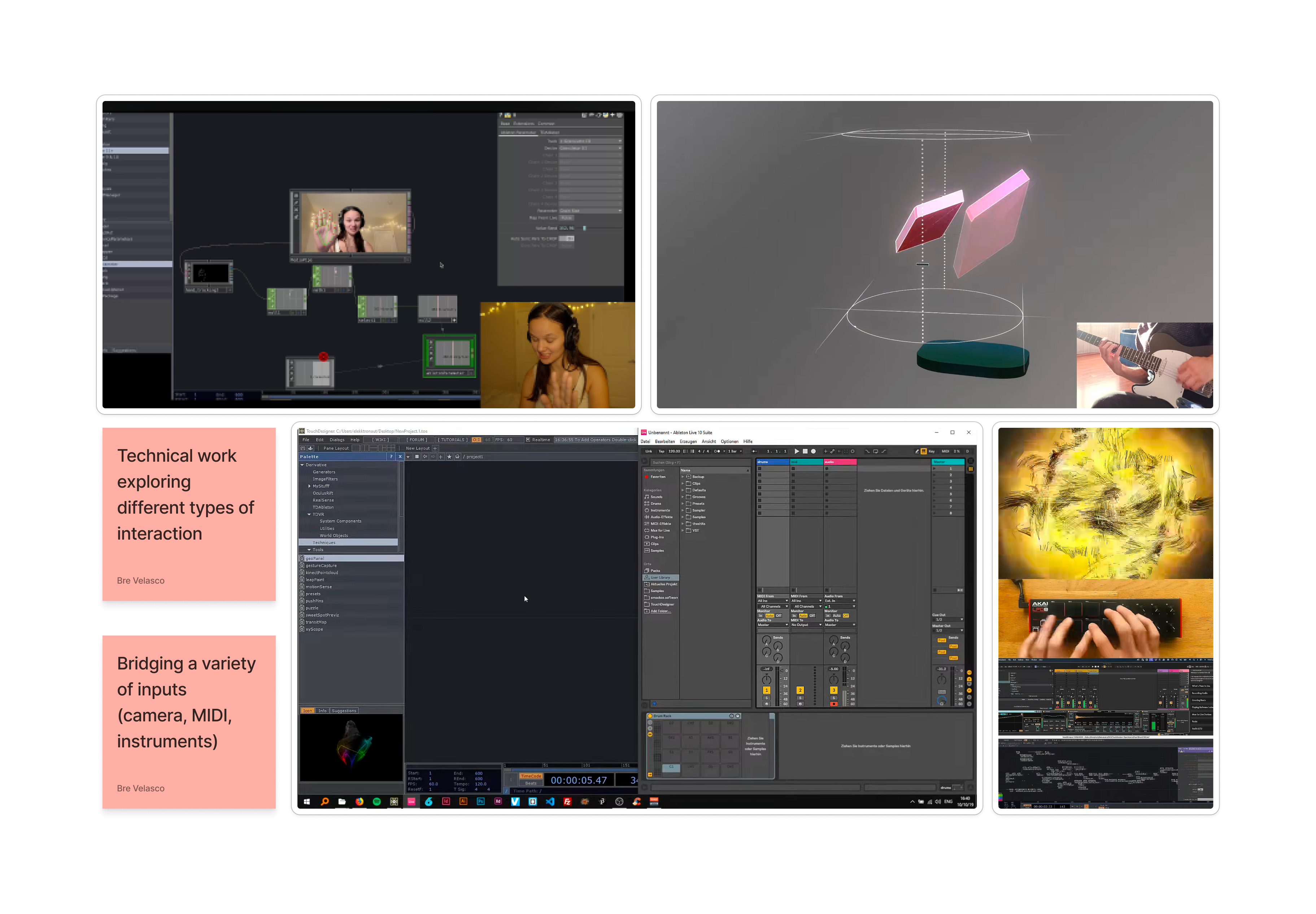Bridging different input types; camera, MIDI, instruments, into one interactive music system.